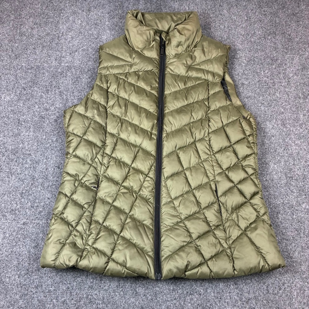 Big Chill Olive Green Quilted Puffer Vest Womens Large Full Zip Mock Neck Jacket